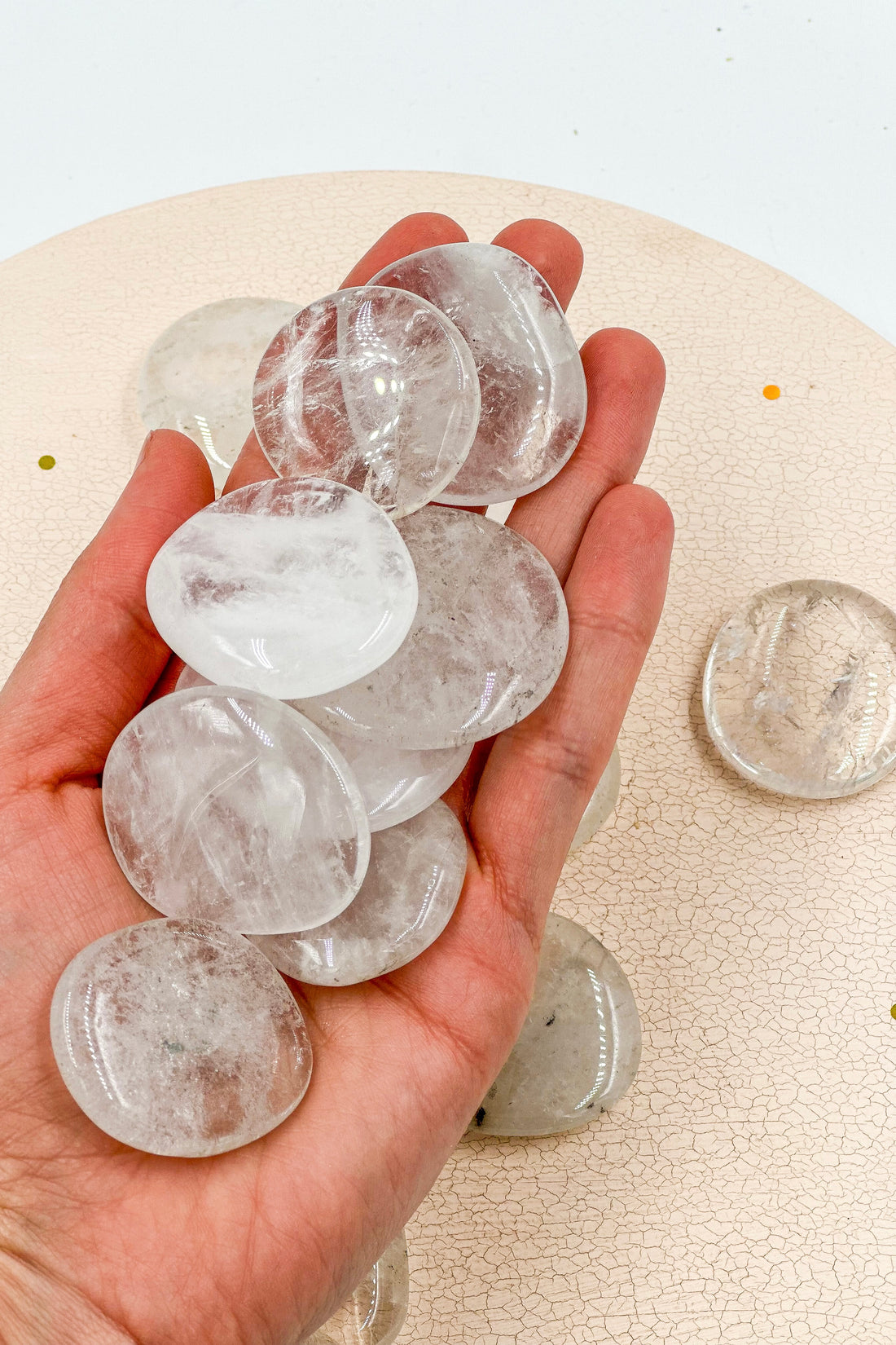 Cristal de roca Rodado Plano | Meditación - Positividad