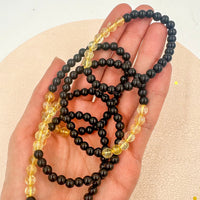 Pulsera Obsidiana negra & Citrino calentado | Abundancia - Energía