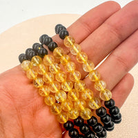 Pulsera Obsidiana negra & Citrino calentado | Abundancia - Energía