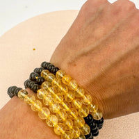 Pulsera Obsidiana negra & Citrino calentado | Abundancia - Energía