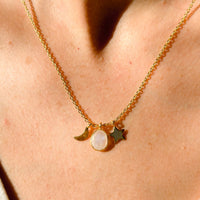 Colgante Piedra Luna | Luna y estrellas