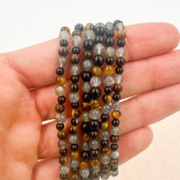 Pulsera Triple protección | 4mm | Turmalina negra, Ojo de tigre y Labradorita