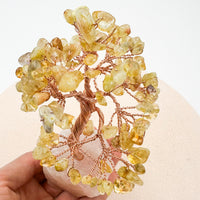 Árbol de citrino calentado con base de cuarzo rosa | Abundancia - Amor