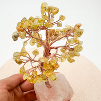 Árbol de citrino calentado con base de cuarzo rosa | Abundancia - Amor