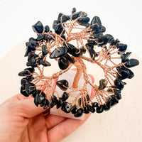 Árbol de obsidiana con base de cuarzo rosa | Amor - Protección