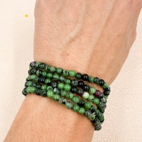 Pulsera Rubí con zoisita | 4mm | Tranquilidad - Protección
