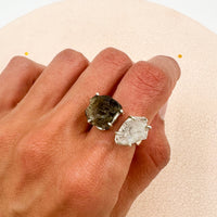 Anillo ajustable Moldavita y Herkimer | Transformación - Manifestación