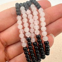 Pulsera Obsidiana negra & Cuarzo Rosa | 4mm | Amor - Protección