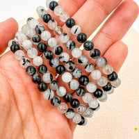 Pulsera Cuarzo Turmalinado 6mm | Protección - Enraizamiento