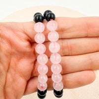 Pulsera Obsidiana negra & Cuarzo Rosa | 8mm | Amor - Protección