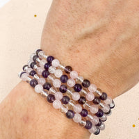 Pulsera Amatista, Cuarzo rosa y Cristal de roca | Amor, autoestima y calma