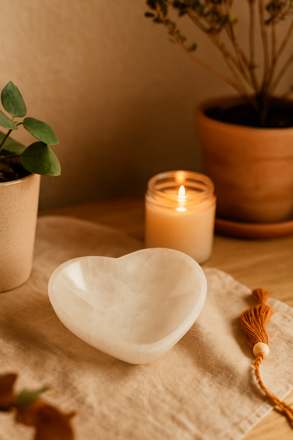 Bol de Selenita Corazón Grande | Bienestar - Tranquilidad