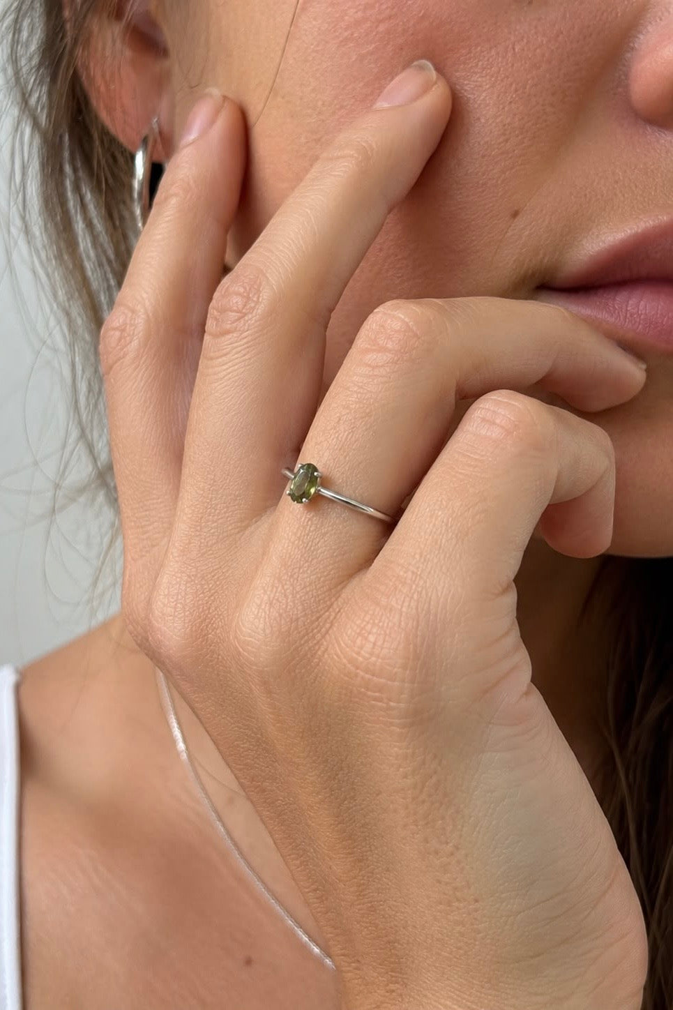 Anillo Moldavita Ajustable | Buena suerte - Espiritualidad