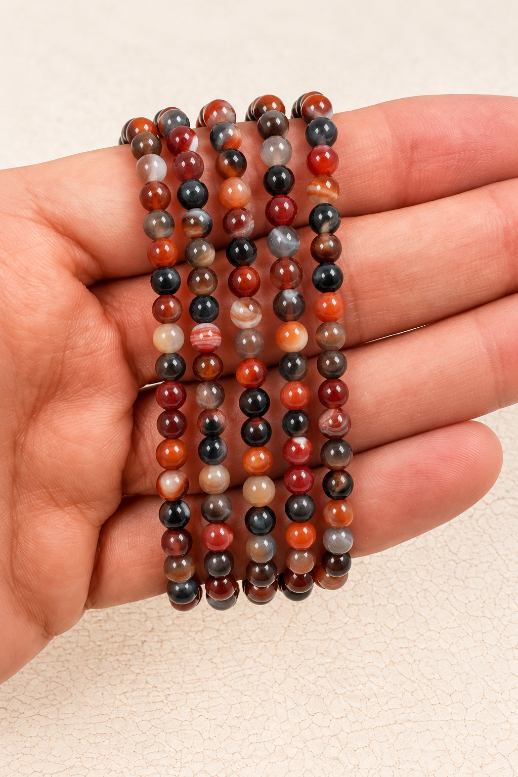 Ágata Sardónice Pulsera 4mm | Fortaleza- Protección