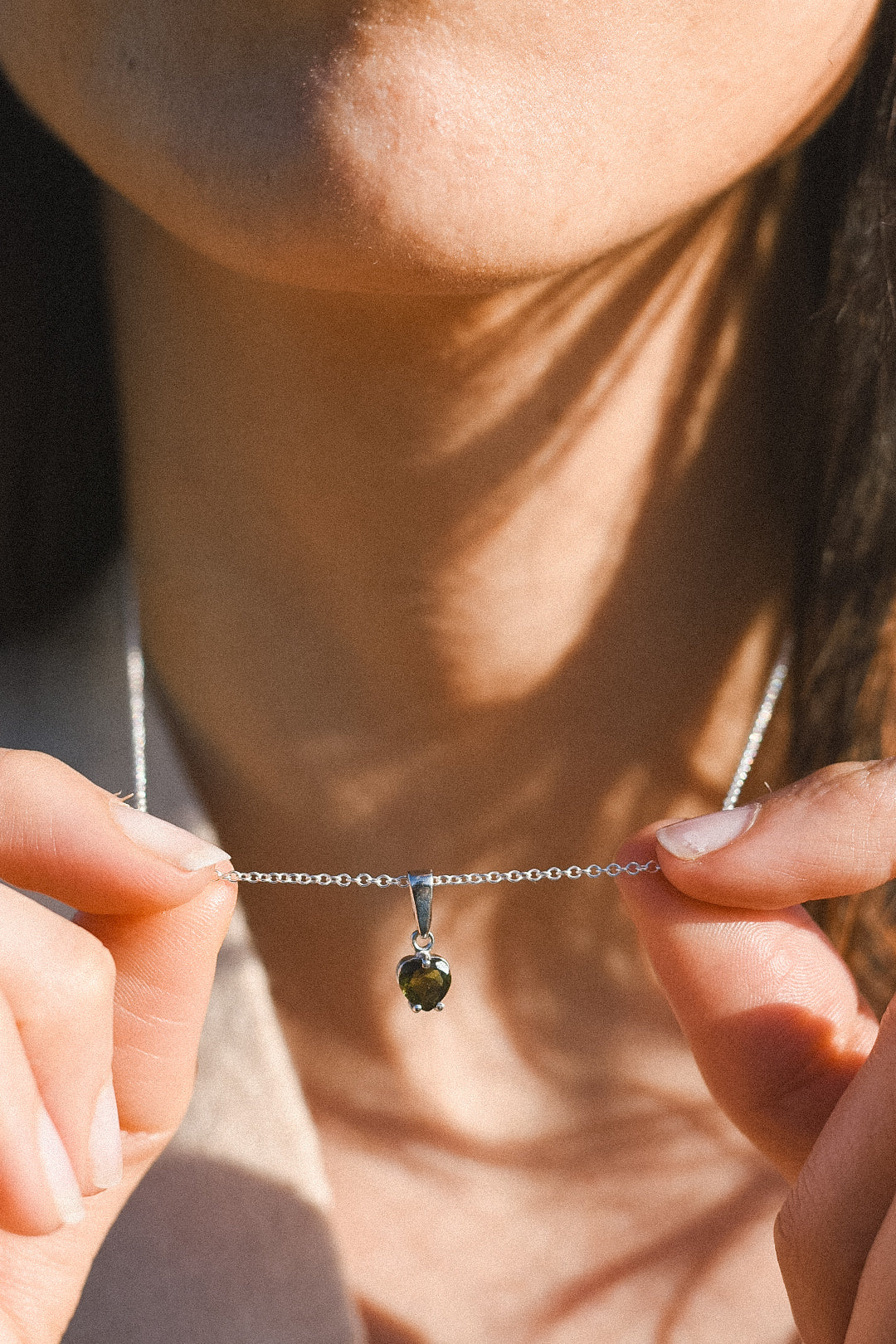 Colgante Moldavita Facetada | Corazón | Buena suerte - Espiritualidad