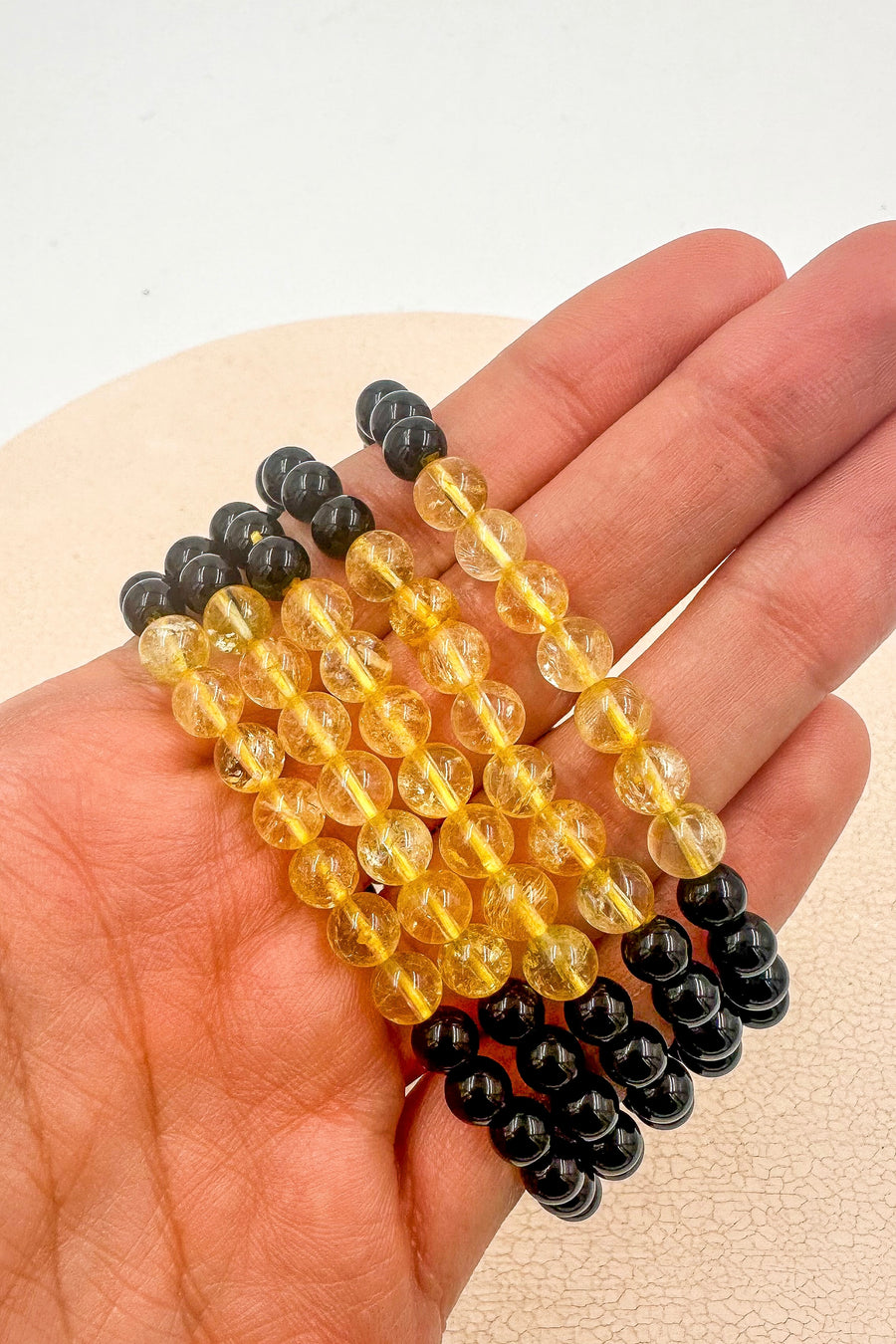 Pulsera Obsidiana negra & Citrino calentado  | Abundancia - Energía