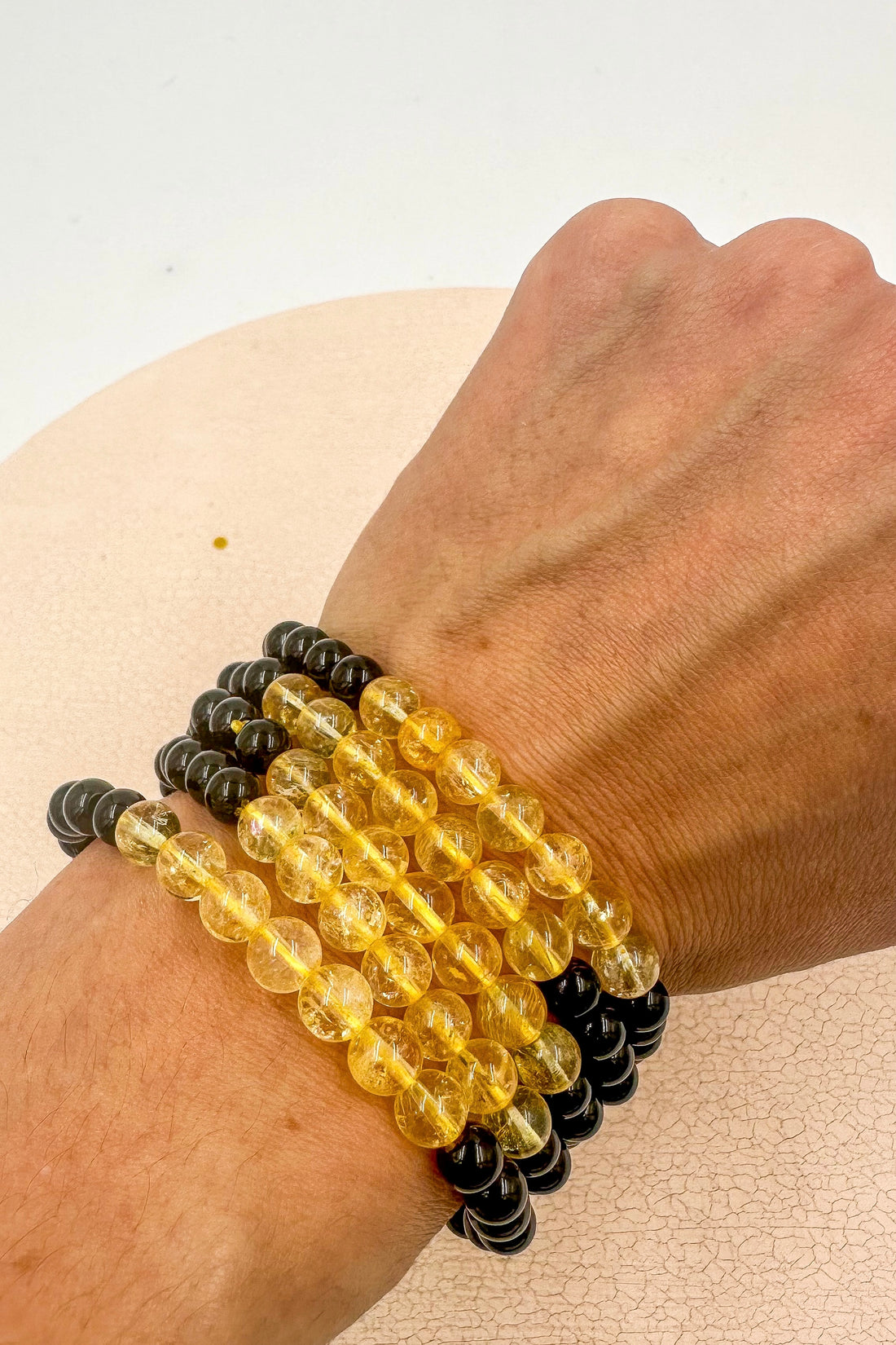 Pulsera Obsidiana negra & Citrino calentado  | Abundancia - Energía