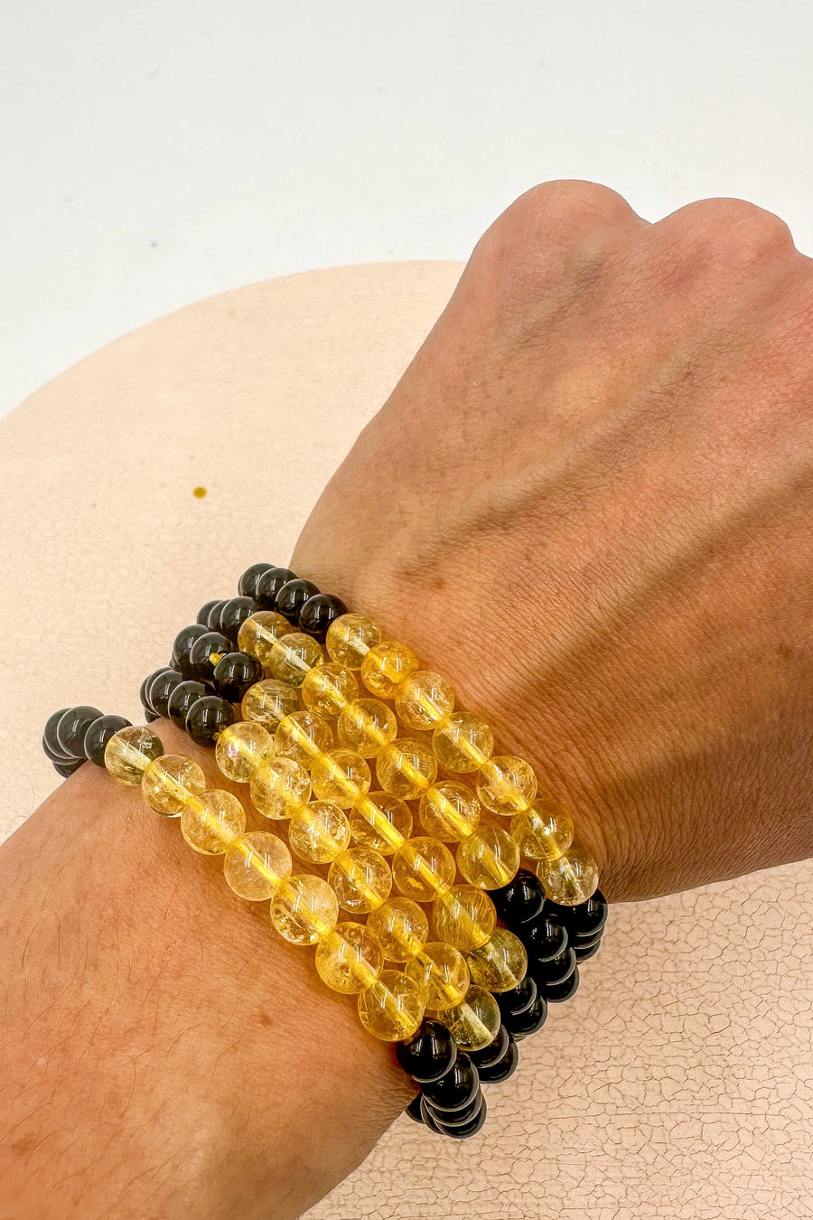Pulsera Obsidiana negra & Citrino calentado  | Abundancia - Energía