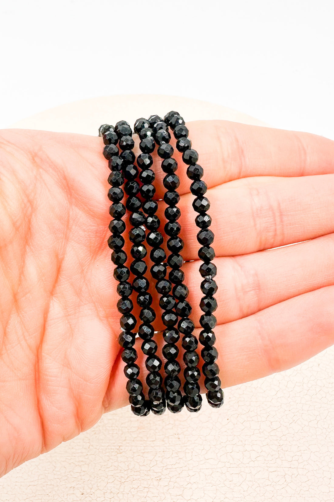 Pulsera Turmalina negra Facetada | 4mm | Limpieza - Protección