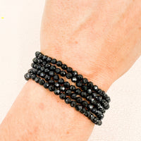 Pulsera Turmalina negra Facetada | 4mm | Limpieza - Protección
