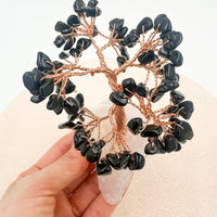 Árbol de turmalina con base de cuarzo rosa | Protección - Amor