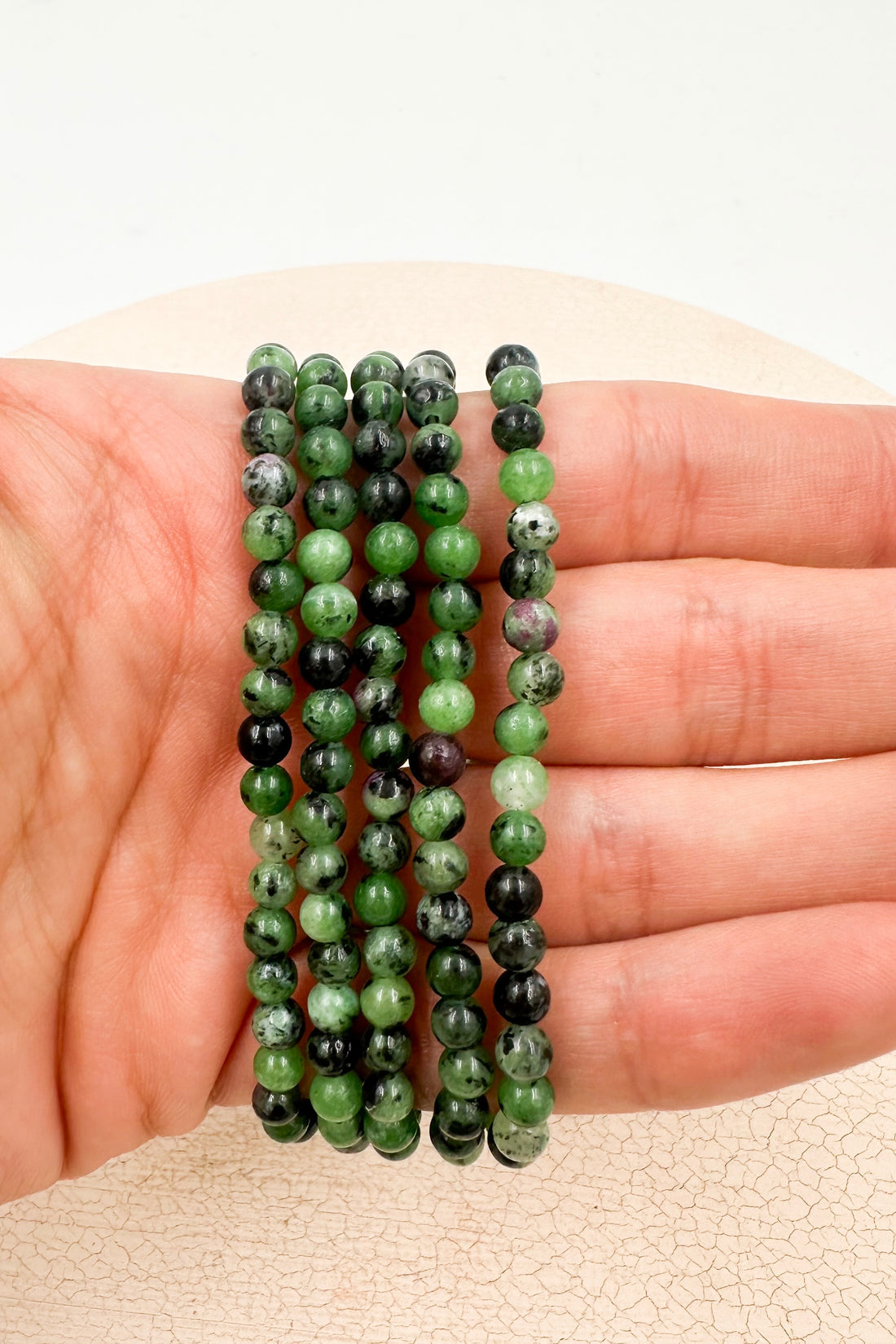 Pulsera Rubí con zoisita | 4mm | Tranquilidad - Protección
