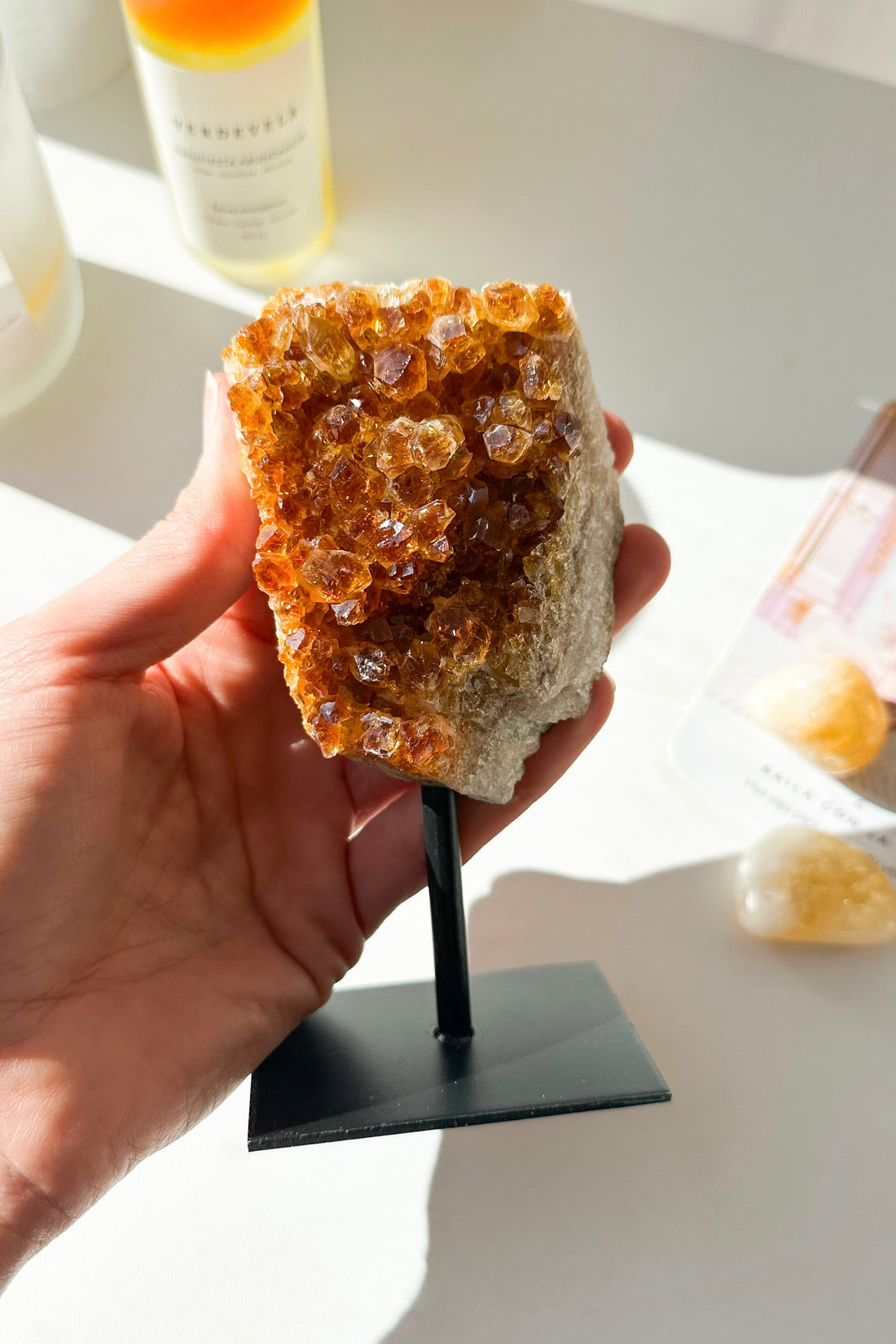 Drusa de citrino calentado con base | Abundancia - Energía