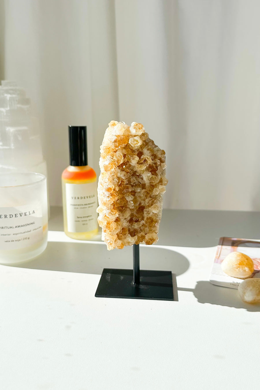 Drusa de citrino calentado con base | Abundancia - Energía