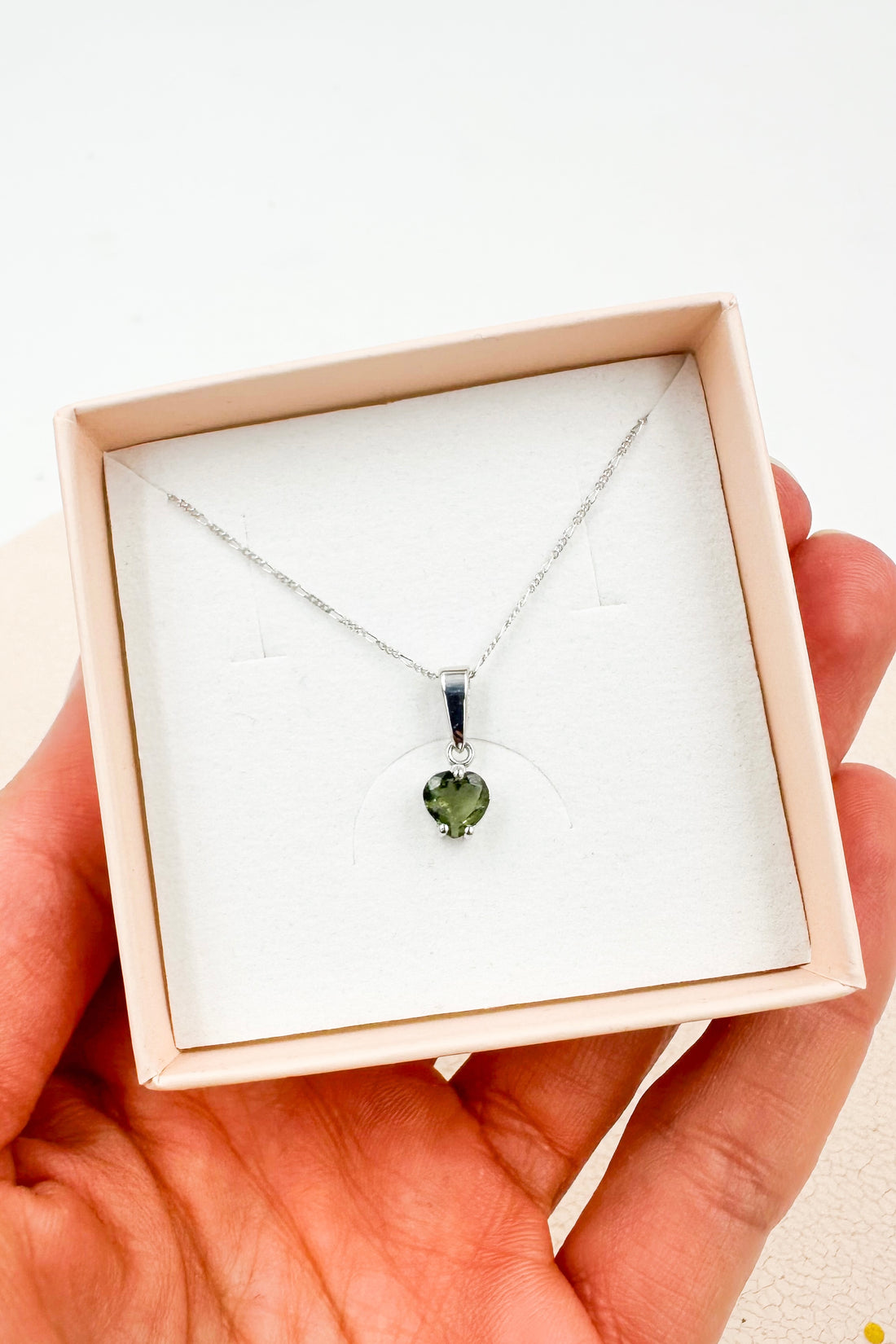 Colgante Moldavita Facetada | Corazón | Buena suerte - Espiritualidad