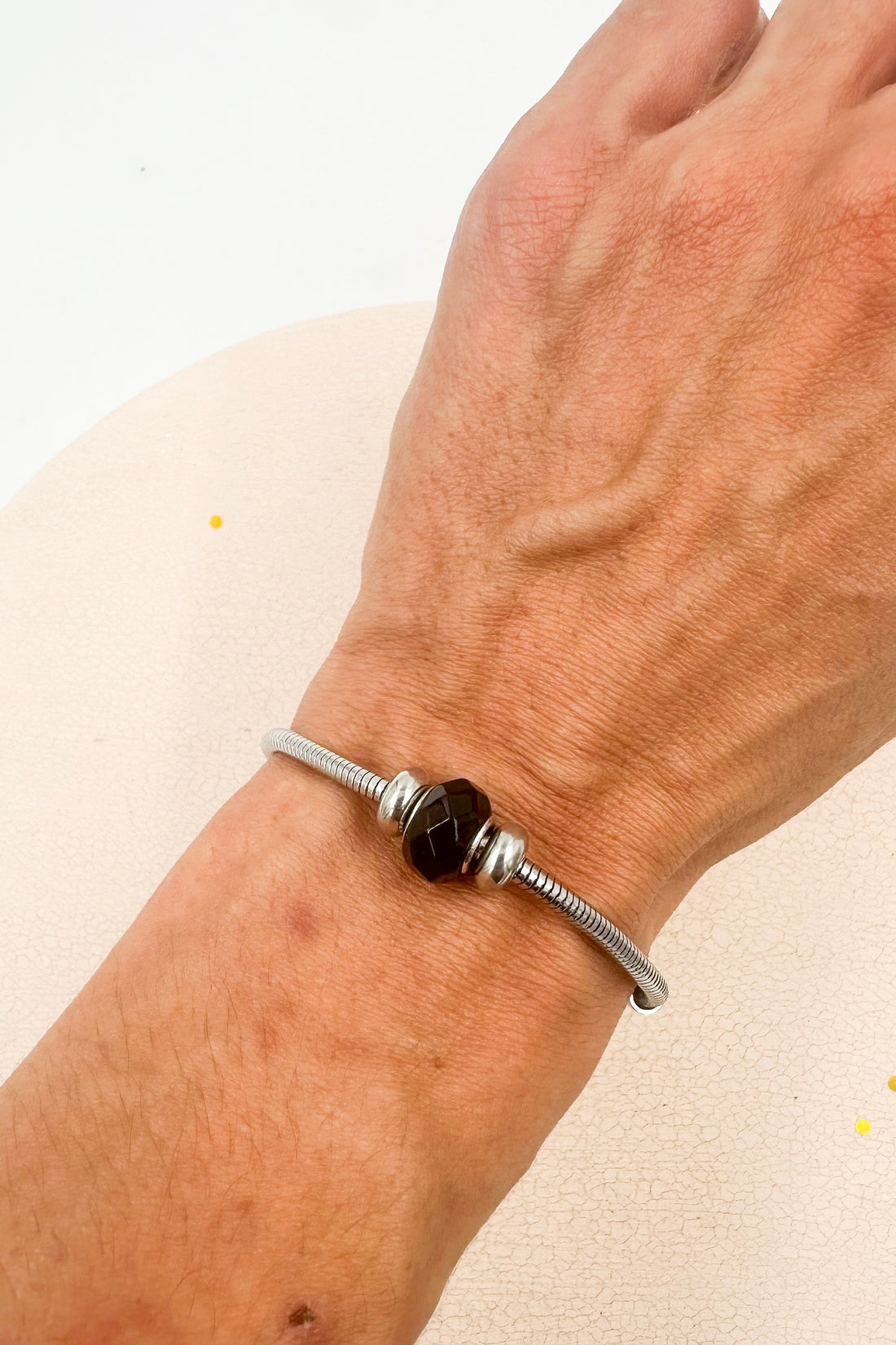 Pulsera Acero Obsidiana | Protección
