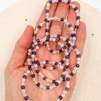 Pulsera Amatista, Cuarzo rosa y Cristal de roca | Amor, autoestima y calma