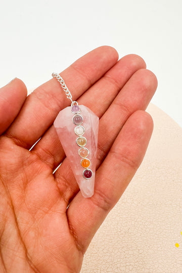 Cuarzo rosa Chakras Péndulo | Amor - Sensibilidad